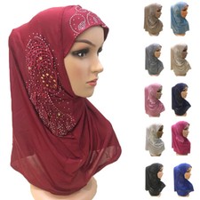 One Piece Amira Muslim Women Pull On Ready Instant Hijab Scarf Headscarf Shawls