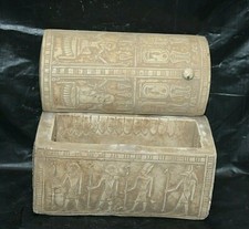 Ancient Egyptian Anubis And Horus Scarab Box With 3 Kings And Isis Hold Key Life