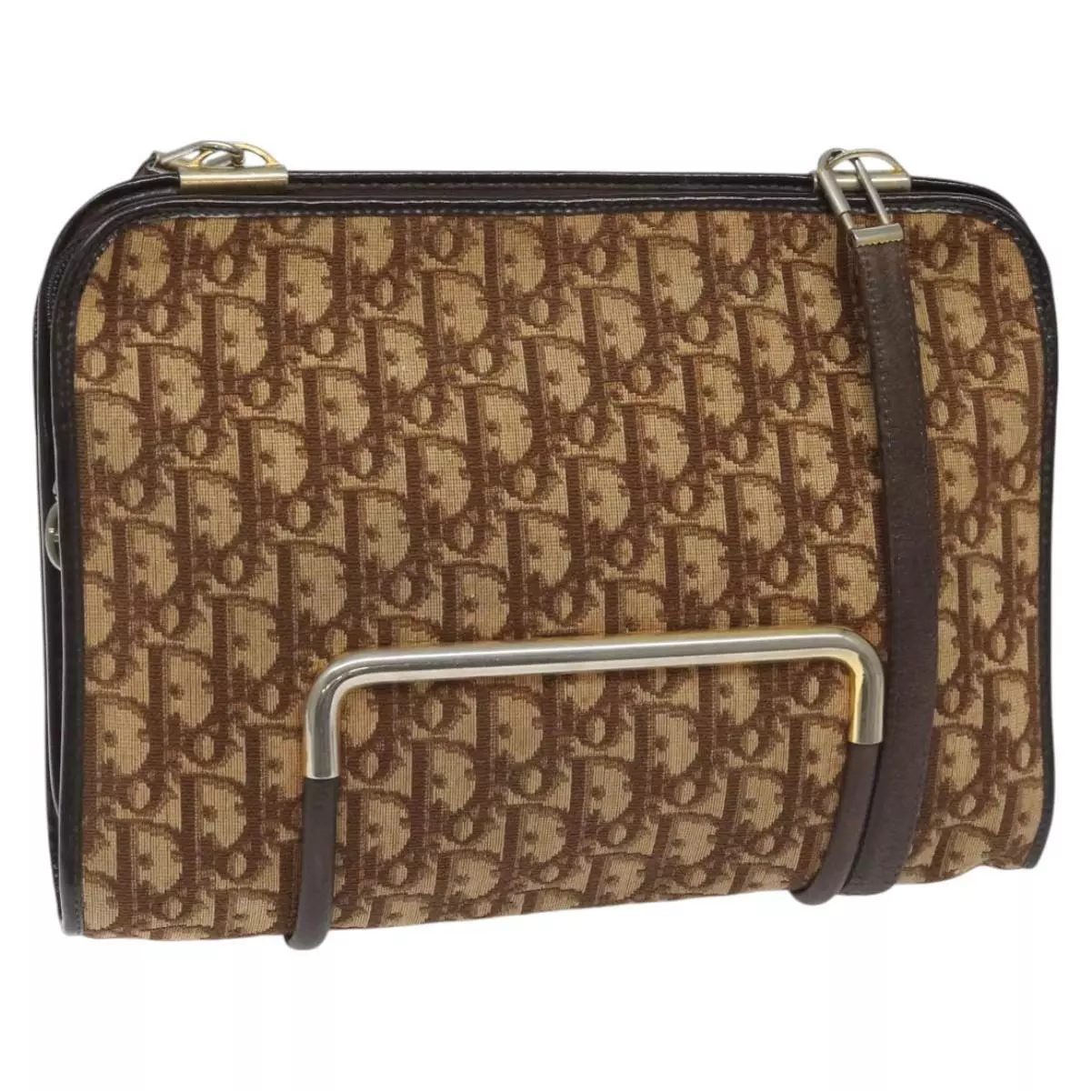 Sac bandoulière Christian Dior trotteur toile marron authentique 114260