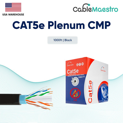 Plenum CAT5e 1000ft Network LAN Ethernet Cable Solid Wire 24 AWG Bulk Box LOT
