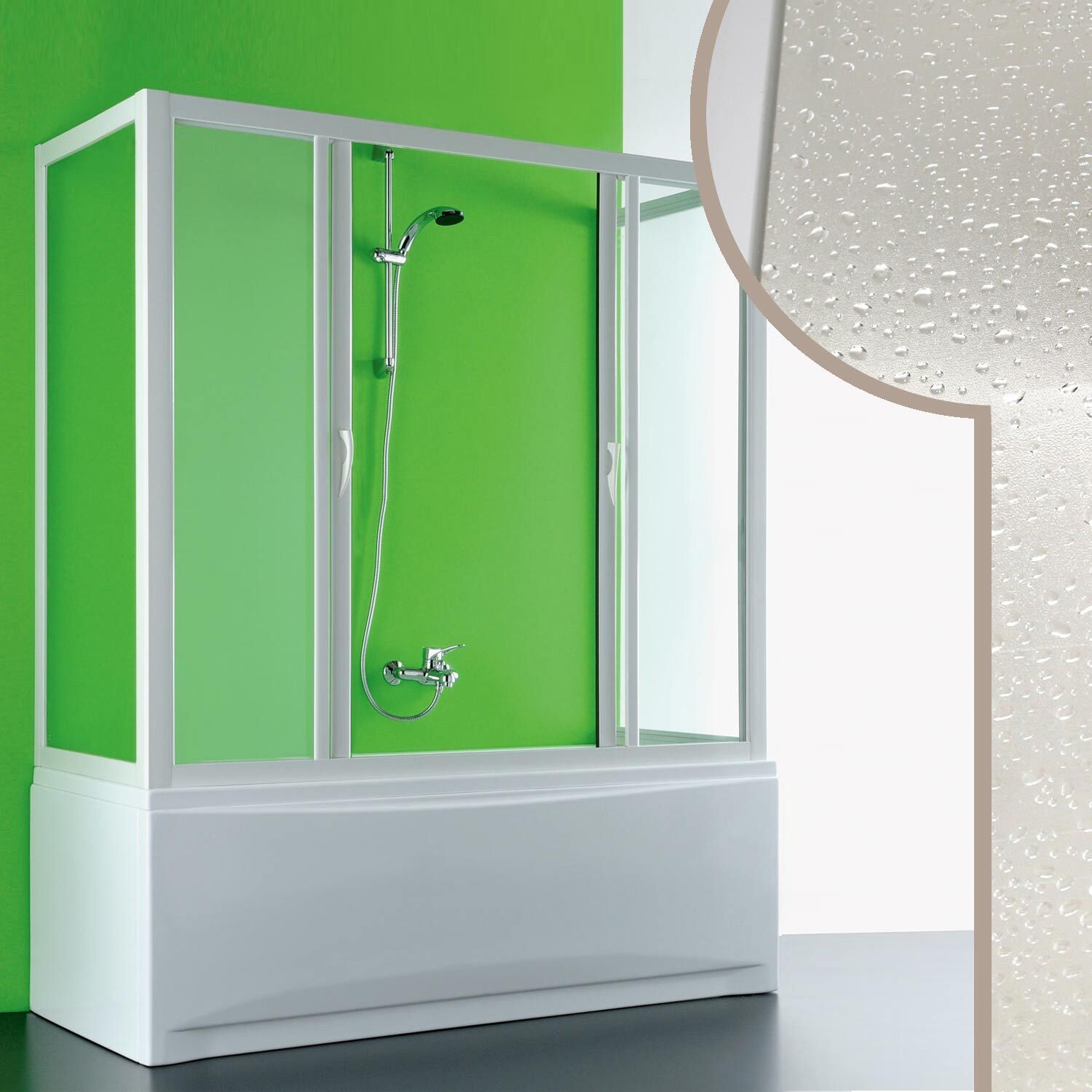 BOX DOCCIA 3 LATI SOPRA VASCA 80x170x80 CM PVC CRILEX ACRILICO 2 ANTE SCORREVOLI