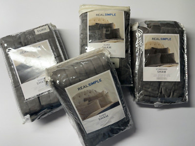 4- Pack  Real Simple Dune Charcoal standard Shams