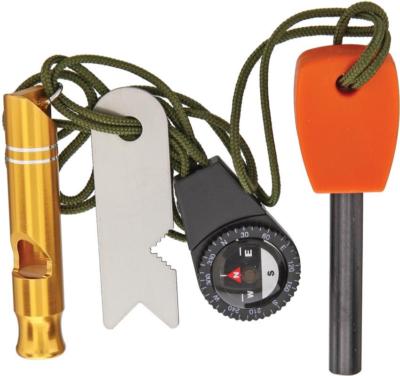 Marbles Knives Survival Combo Whistle Compass Ferrocerium Rod Striker Set 330