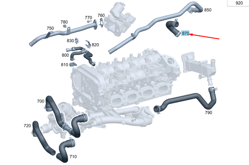 MB GLK X204 Abgasrückführungskühler-Zufuhrschlauch A2742030582