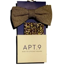 Apt. 9 Bow Tie & Pocket Square   Gray  Green  White  Camo/Geo print square  NEW