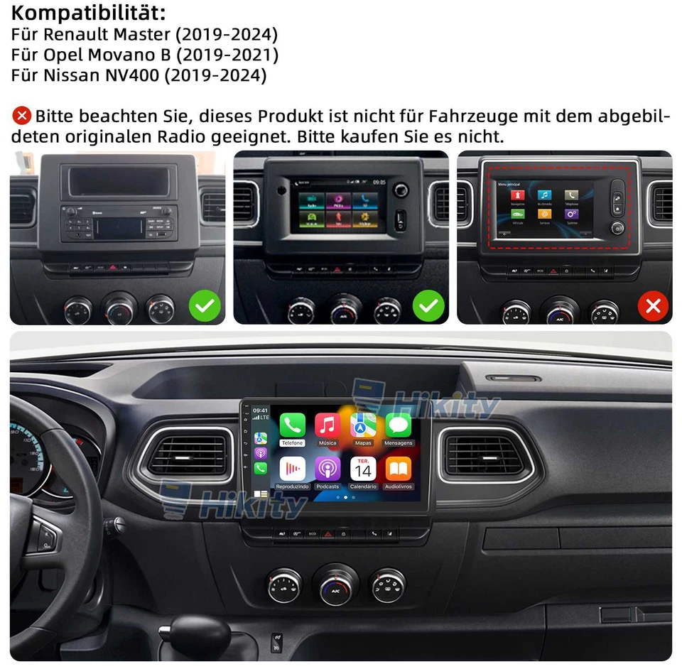8Core CarPlay 4+64GB Android Radio für Renault Master Opel Movano B Nissan NV400 - Bild 2 von 4
