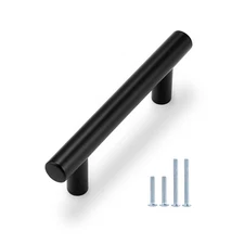 10Pack Black Cabinet Pulls Kitchen Stainless Steel Drawer T Bar Knob Handles
