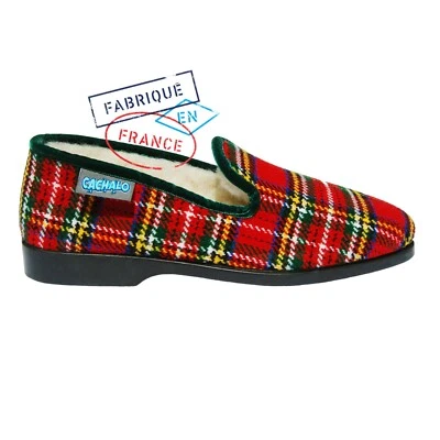Chaussons charentaises femme CALEDONIAN - intérieur laine - semelles gomme - Photo 1/4