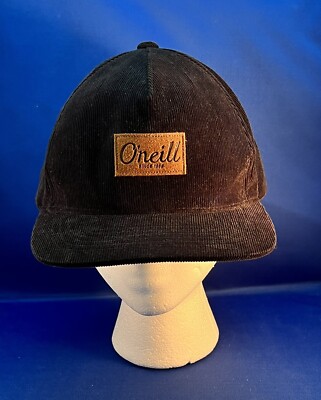 O Neill Corduroy Leather Patch Adjustable Snap Back Ball Cap Rare Sample