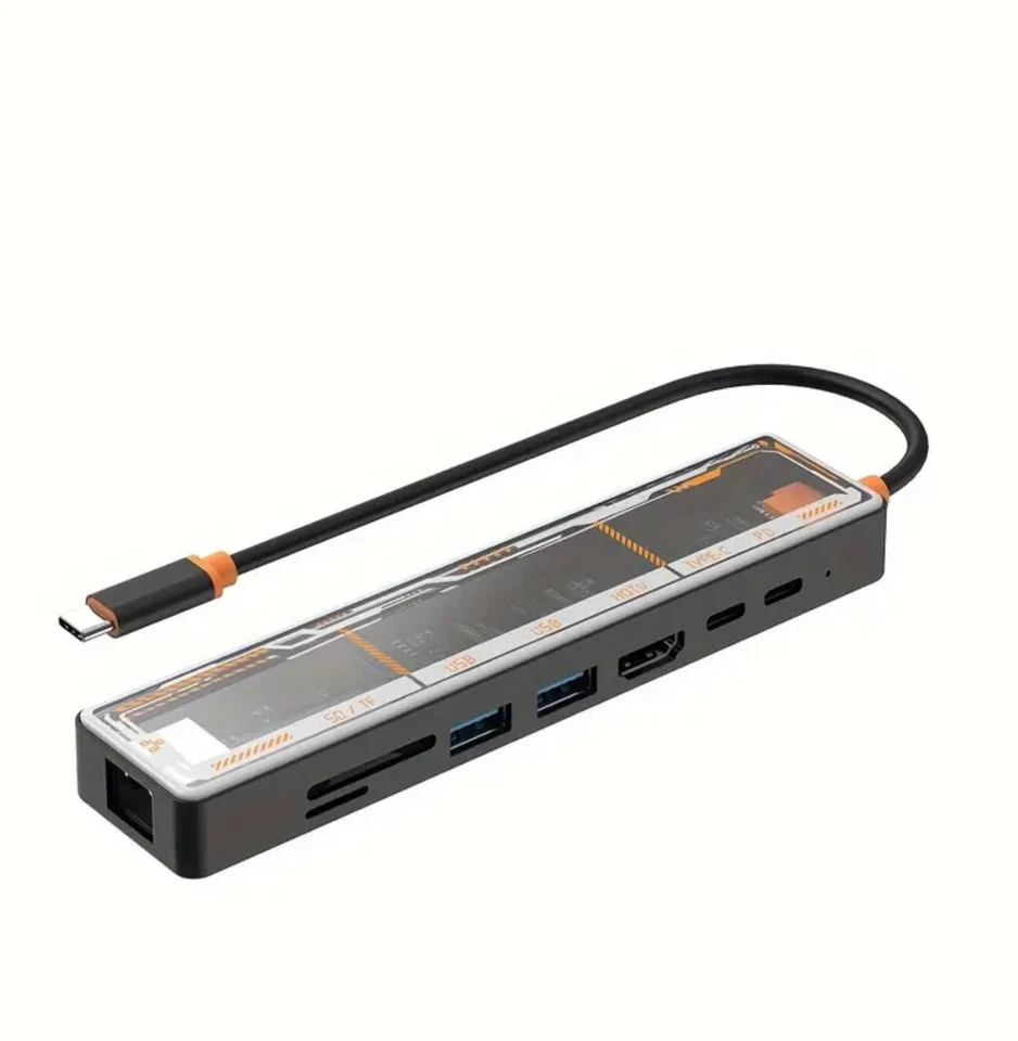 USB-C Hub (8-in-1) 100W PD3.0 Charge, 4K 60Hz 2K 144Hz HDMI 2.0, 3 x 5Gbps TF SD - Image 2 of 4