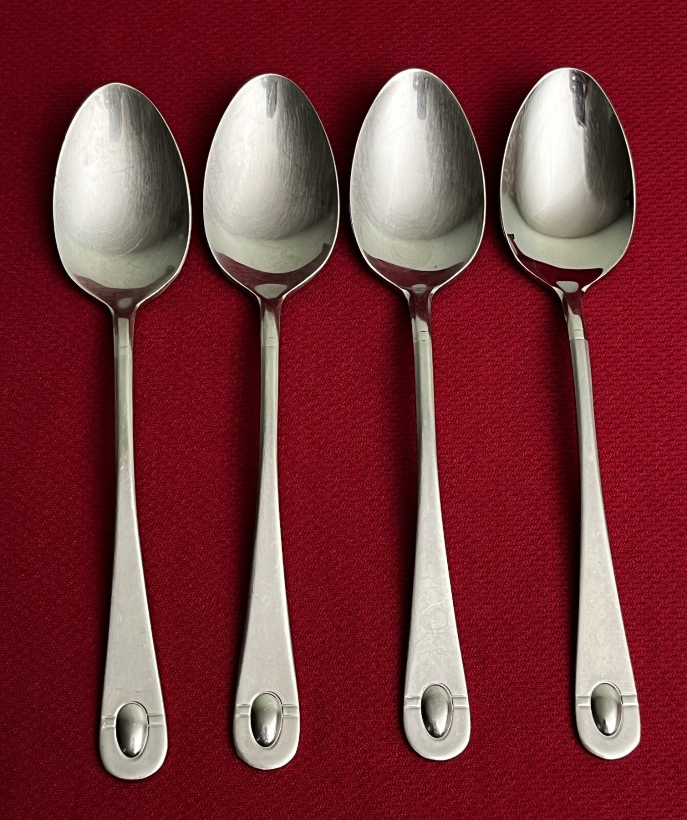 Four (4) Oneida Jupiter Satin 18/10 Stainless Flatware 6 3/8" Teaspoons