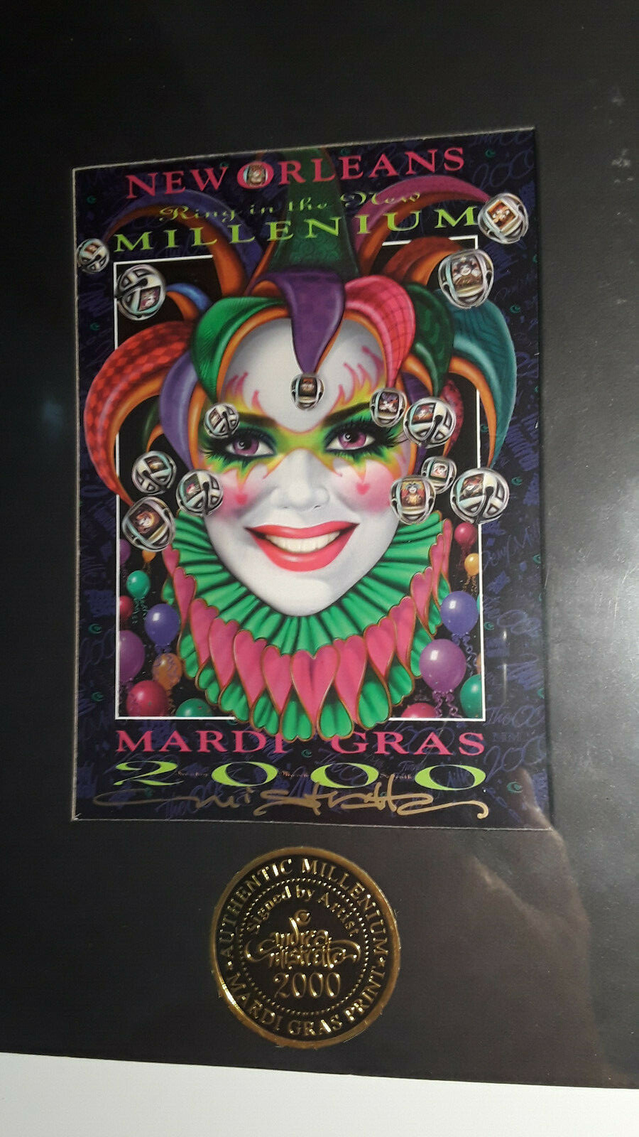 SIGNED Rare Mini 2000 Andrea Mistretta Mardi Gras New Orleans Poster