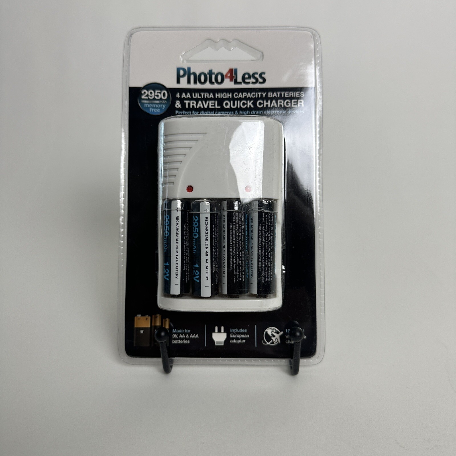 Photo4Less Rechargeable Batteries AA Plug-In Charger With European Adapter-image