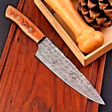 Custom HandMade Forged Damascus Steel Kitchen Chef Knife Wood Handle 2855