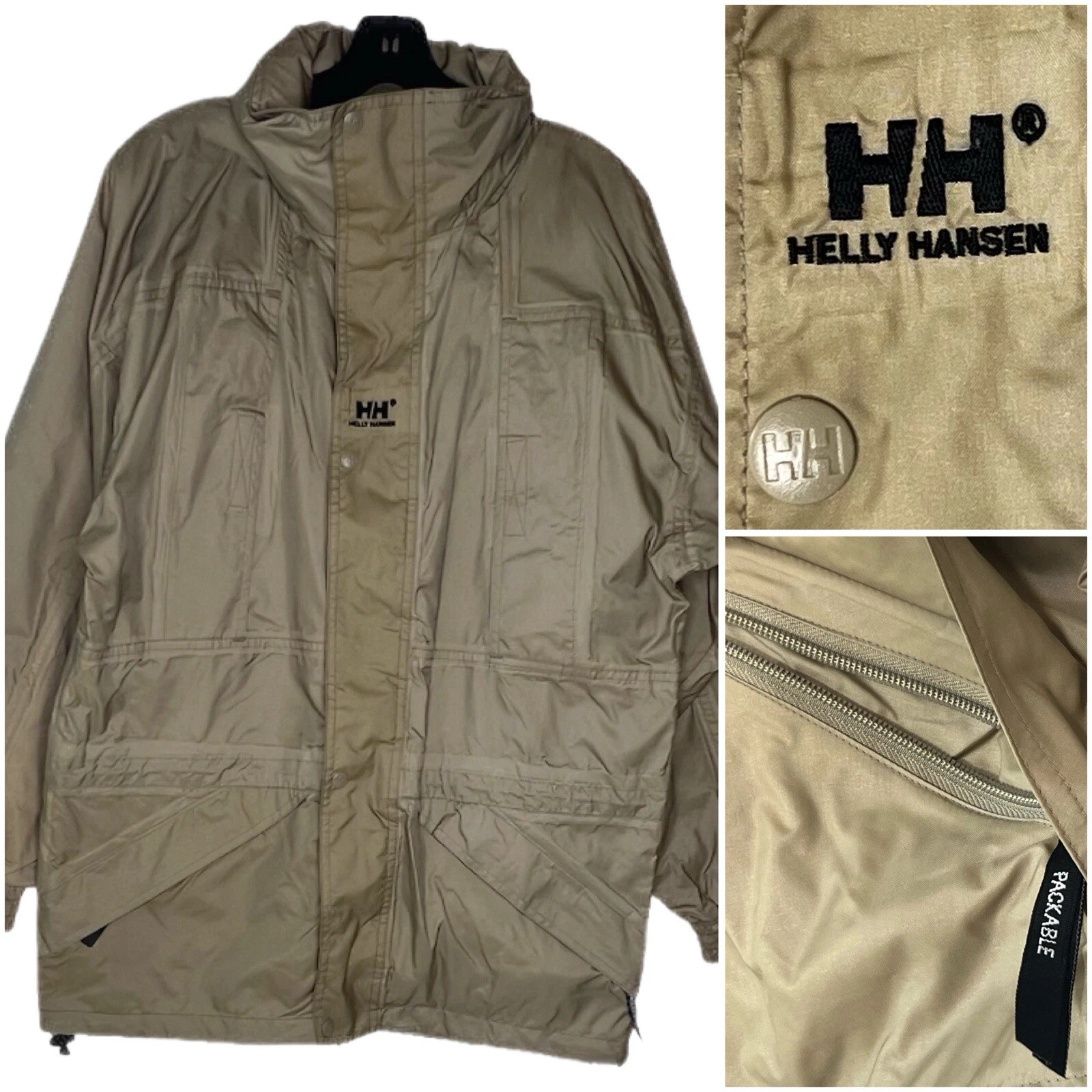 Helly Hansen Jacket Size S Helly Tech Packable Hooded Mens Gold Brown Beige