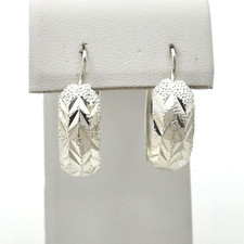 Sterling Silver Round Hoop Earrings Diamond Cut 8mm Wide