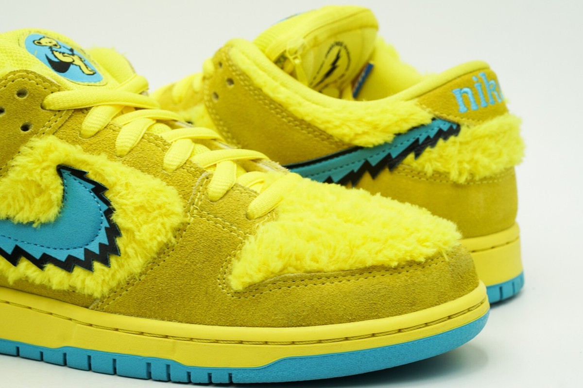 NIKE DUNK LOW SB USED SIZE 10 GREATFUL DEAD OPTI YELLOW BLUE