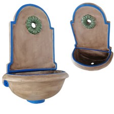 Fontana fontanella a parete muro in Terracotta decorata esterno giardino toscana