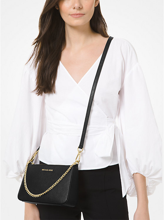 MICHAEL KORS Jet Set Chain MD Zip Saffiano Leather Pouchette