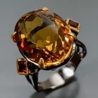 Jewelry gem 14ct Natural Citrine Quartz Ring 925 Sterling Silver Size 8 /R470323