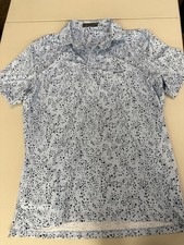G/FORE Golf Polo Shirt L Star Print Zapotal Club Light Blue Performance Men  s