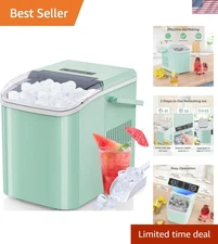 Modern Green Countertop Ice Maker - 6 Mins Ice, 26lbs Daily, Quiet & Portable