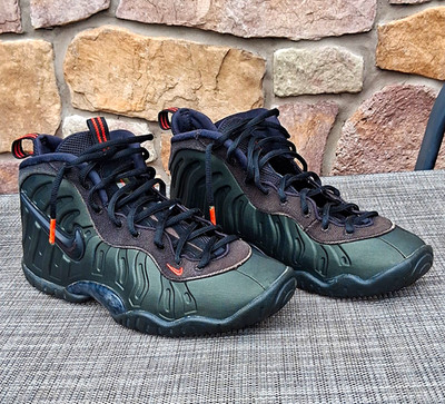 Nike Air Foamposite Pro Unisex Kids Sneaker US 7Y Green Black Orange Mid Top