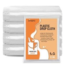 Clear Plastic Sheeting Drop Cloths for Painting, 5 Pcs 9x12ft Plastic Tarp Wa...