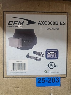 Continental Fan Manufacturing CFM AXC300AB ES 970-CFM 12'' In-Line Duct Fan NEW
