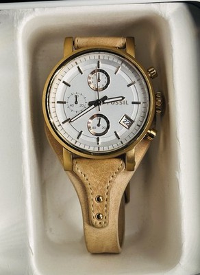 Womens Original Fossil Boyfriend Rose Gold/Tan Genuine 