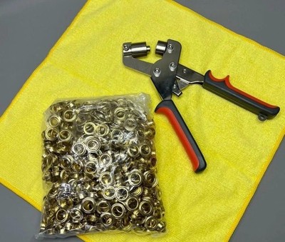 Ösenlocher Set 10 mm Griff Ösenlocher Werkzeug mit 500 Stück 10 mm Gold