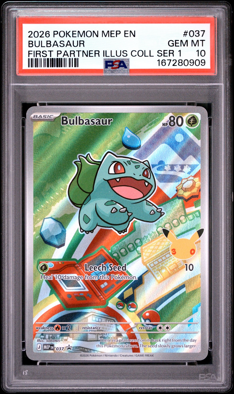 2026 POKEMON FIRST PARTNER ILLUSTRATION COLLECTION PROMO #037 BULBASAUR PSA 10
