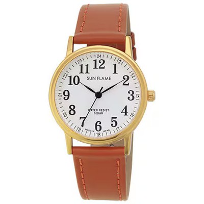Quartz Men's Watch MJG-X06-BR SUNFLAME Leather Strap Used