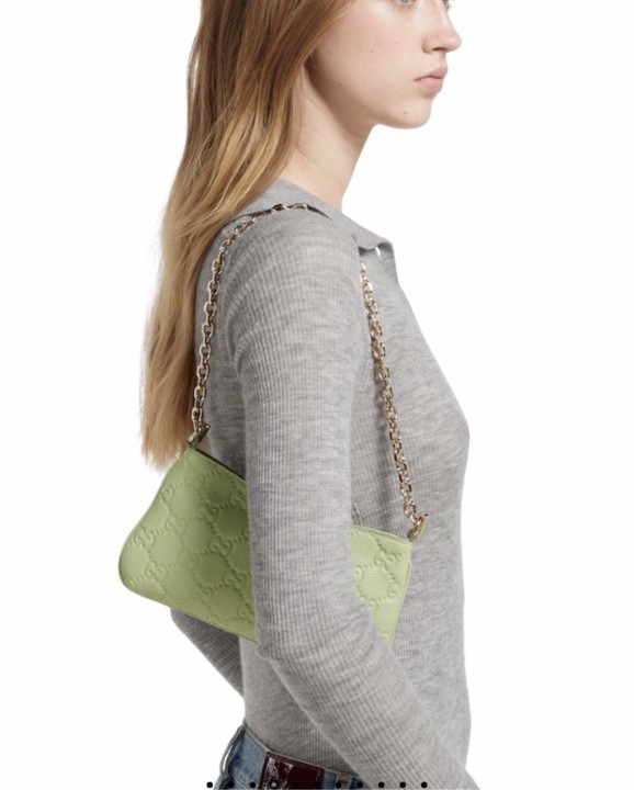 Gucci Gg Emblem Bag Pale Green Leather 815278 AAEEM 003 | eBay