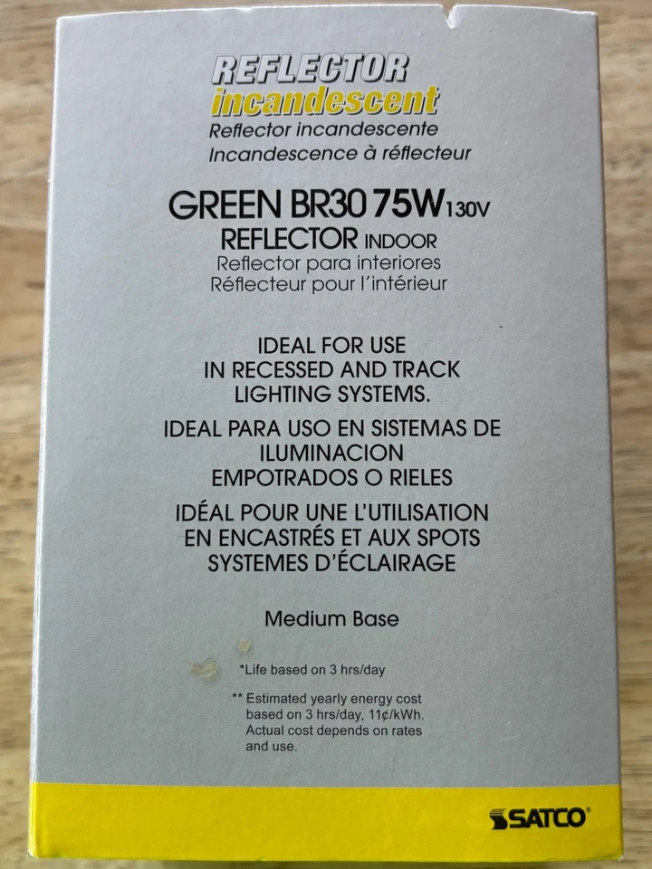 GREEN Reflector Bulb - 75W -BR30 - Medium Base - S3227 - 130V Dimmable Indoor - Image 4 of 4