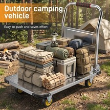 Folding Platform Utility Cart With 4 Wheels for Garden Home Warehouse