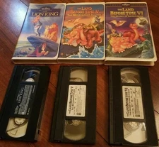 THE LION KING THE LAND BEFORE TIME V & VI Clamshell Cases VHS Cartoon Movies VTG