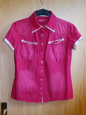 STONEDEEK Damenbluse Denim M Cassis Rot Pink Neuwertig Western Bluse kurzarm