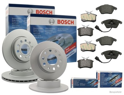 Bosch Bremsenset vorne und hinten Bremsscheiben + Bremsbeläge für VW Touran