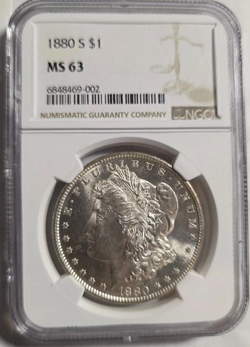 1880-S Morgan Silver Dollar NGC MS63 Blast White Nice Luster Sharp Coin