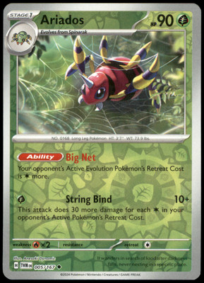 Ariados 005/167 SV06: Twilight Masquerade Uncommon Reverse Holo NM Pokemon TCG
