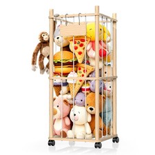 Stuffed Animal Storage Organizer, Wooden Plushies Toy Zoo 2 Tier,