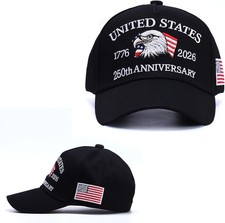 250th Anniversary Patriotic Baseball Cap 1776-2026 Embroidered USA Hat, Adjust