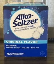 Alka-Seltzer Original Pain Relief Effervescent Tablets 36 Count Exp 2/2027