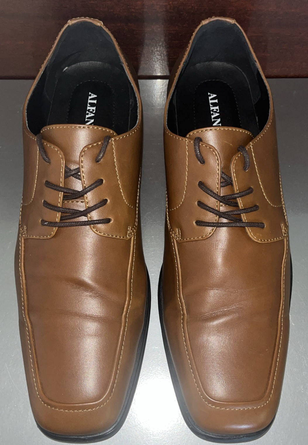 SAOLA Alfani Taglia 11 Derby Oxford Pelle Marrone Uomo Stringate Medium (D M)