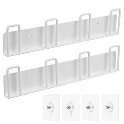 QIWUHAI 2 Pcs Coffee Mug Holder Wall Mounted, Black Metal Cup Rack Hanger With 4 Hooks,