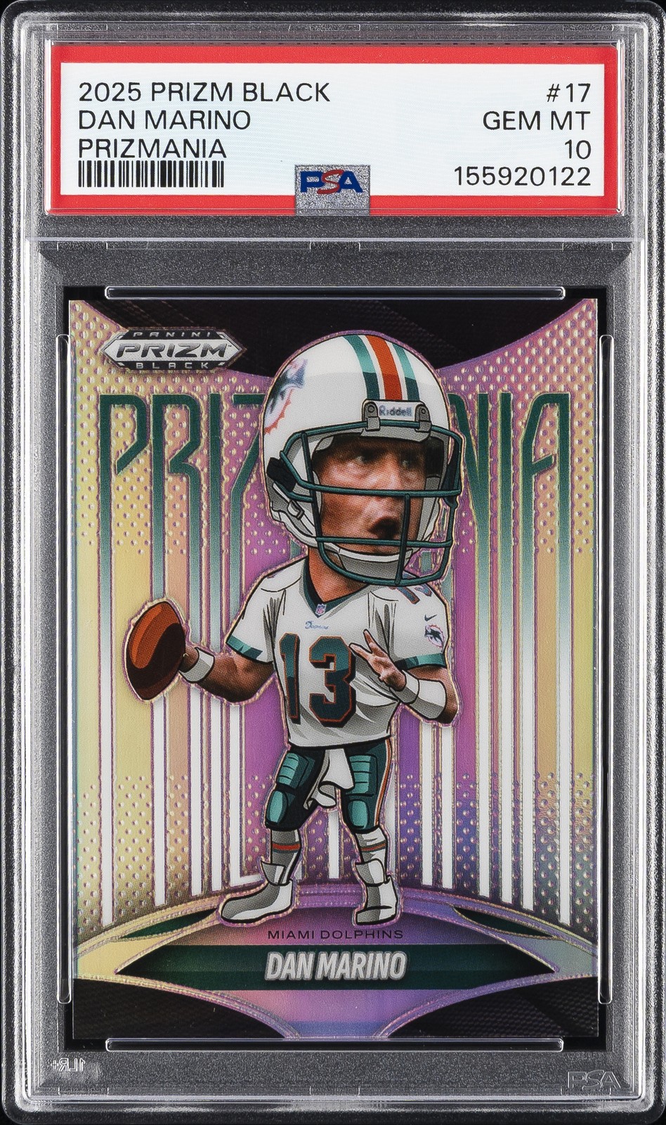 2025 PANINI PRIZM BLACK PRIZMANIA #17 DAN MARINO PSA 10