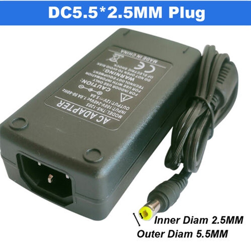 LED Strip Light Adapter - DC12V 5A Power Supply, 110V to 12V AC 110V To ...