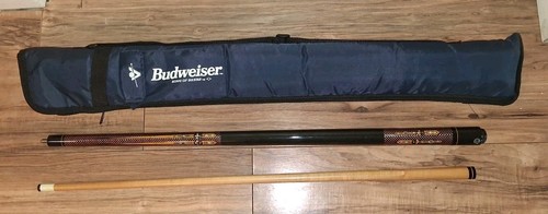 National 2-Piece Pool Cue Stick with Blue Budweiser Carrying Case Bag