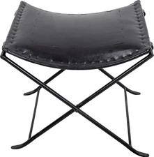 Shy Shy Leather Classical Side Stich Stool Bench (Brown) (Brown) (Black)